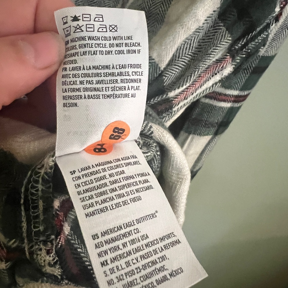 American Eagle Plaid Button Down White Green Wome… - image 5